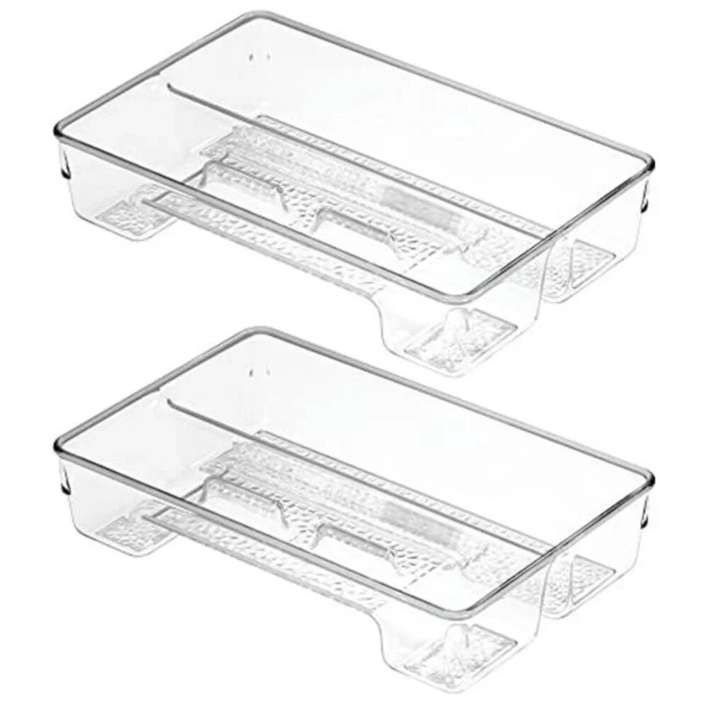 Clear Plastic Toothbrush Holder Organizer Bathroom Drawer Toothpaste Storage Bin